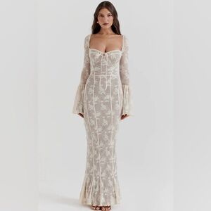 Floral Long Sleeve Lace Maxi Dress